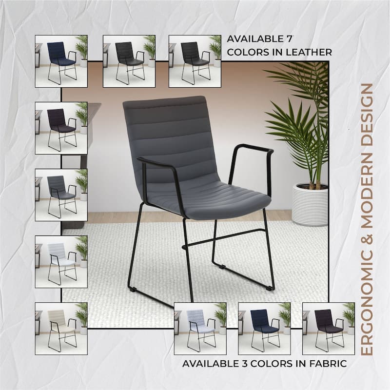 Zylar Ergonomic Guest Chair with Leather, Stainless Steel Base, High-Density Foam, Modern Design for Office or Waiting Room