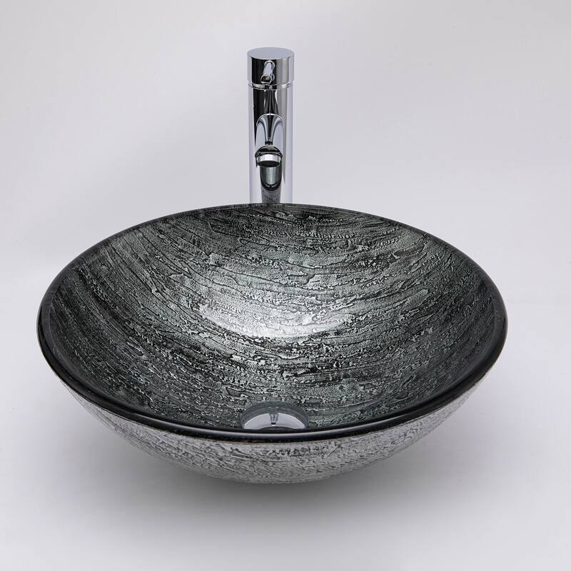 Vinnova Glass Circular Vessel Bathroom Sink without Faucet