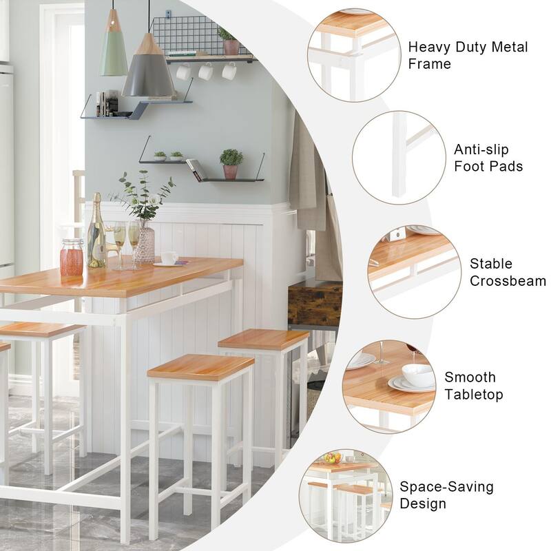 Mieres Modern Farmhouse Counter Height Pub 5-piece Dining Set