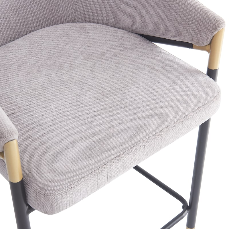 Christopher Knight Home - Soleil Modern 26" Seat Height Bar Stool with Curved Armrests & Gold Accents