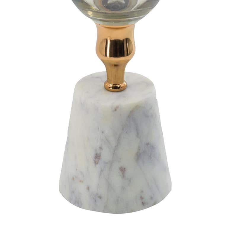 19" Gold And White Glass And Marble Table Vase - 5.50