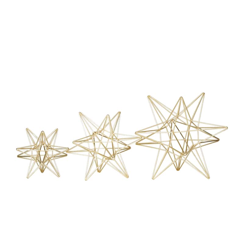 Metal Star Sculpture - Set of 3 Gold - CosmoLiving by Cosmopolitan