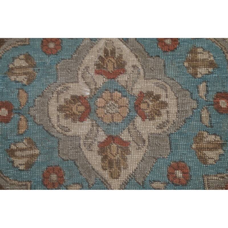Distressed Over-Dyed Tabriz Persian Rug Antique Blue Wool Carpet - 9'5"x 11'10"