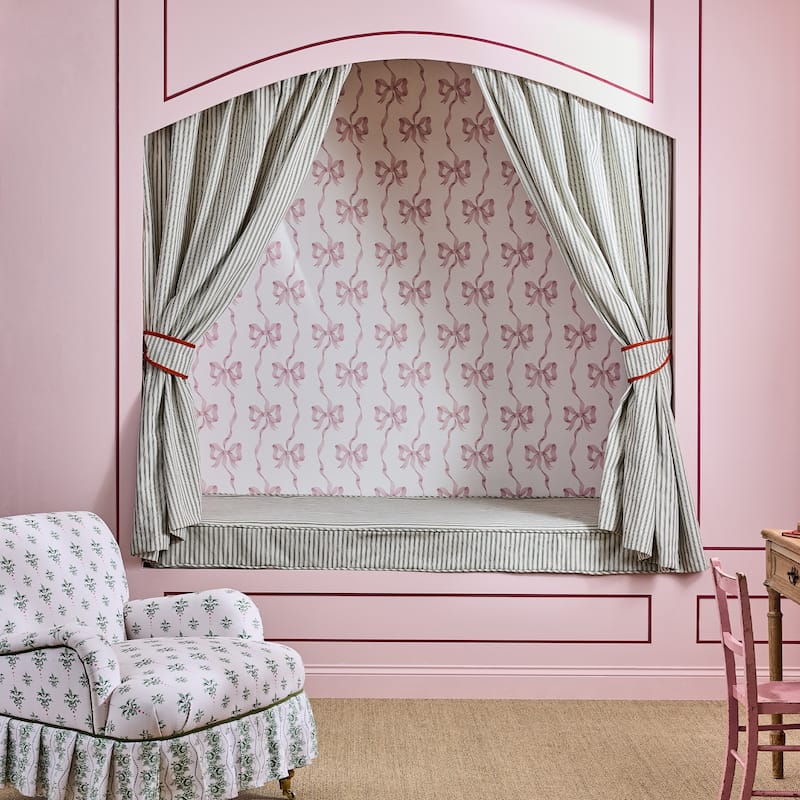 Cath Kidston Ribbon Bow Pink Wallpaper