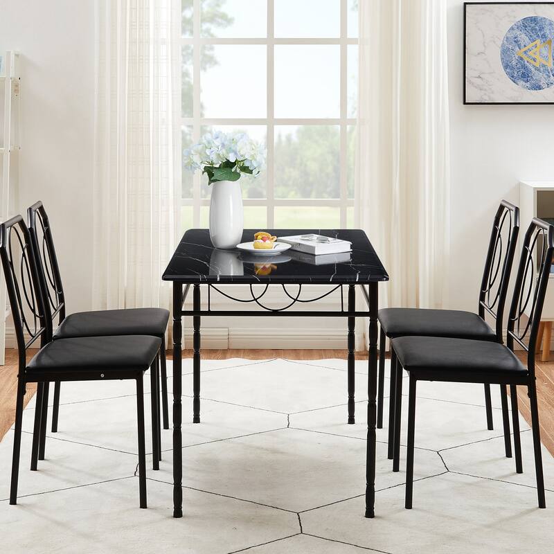 Javlergo 3/5 Piece Dining Table Set for 2/4, Dinette with Chairs for Kitchen, Breakfast Nook