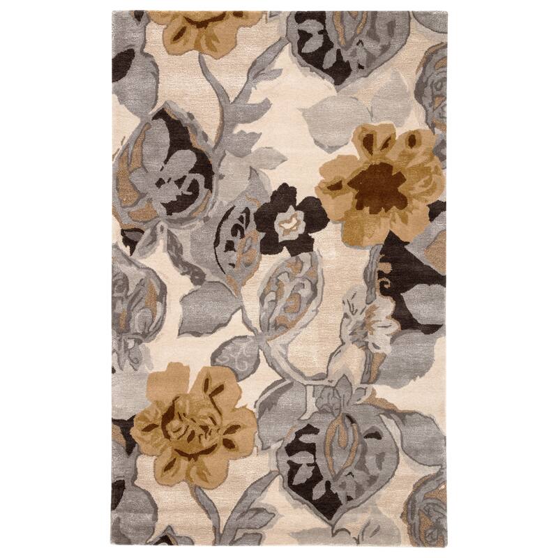 Petal Pusher Handmade Floral Area Rug - 3' 6" x 5' 6" - Multi/White - Runner/Rectangle