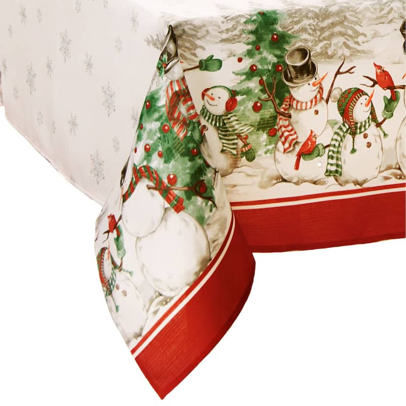 Snowman Winterland Holiday Snowflake Tablecloth - 60x144