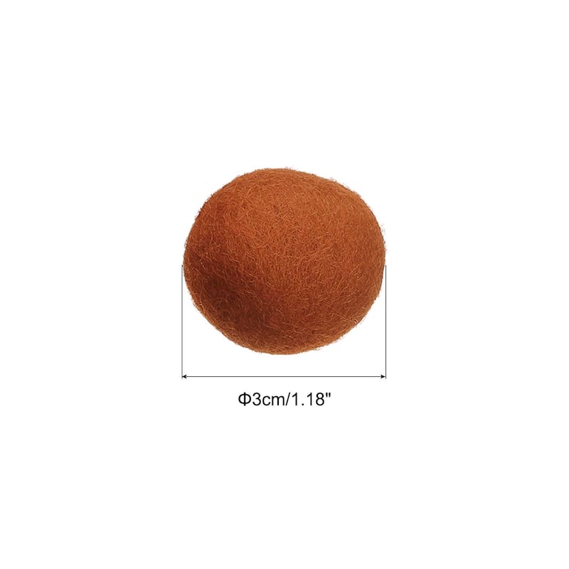 Wool Felt Balls Beads Woolen Fabric 3cm 30mm for Home Crafts 5Pcs - Dark Brown