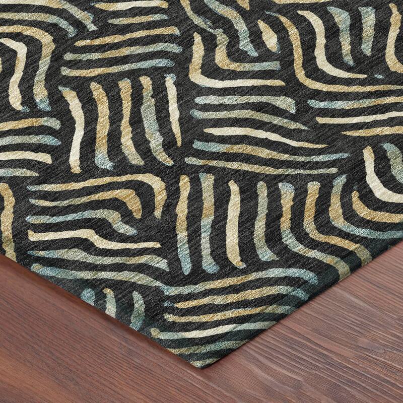 Machine Washable Indoor/ Outdoor Modern Jamie Chantille Rug