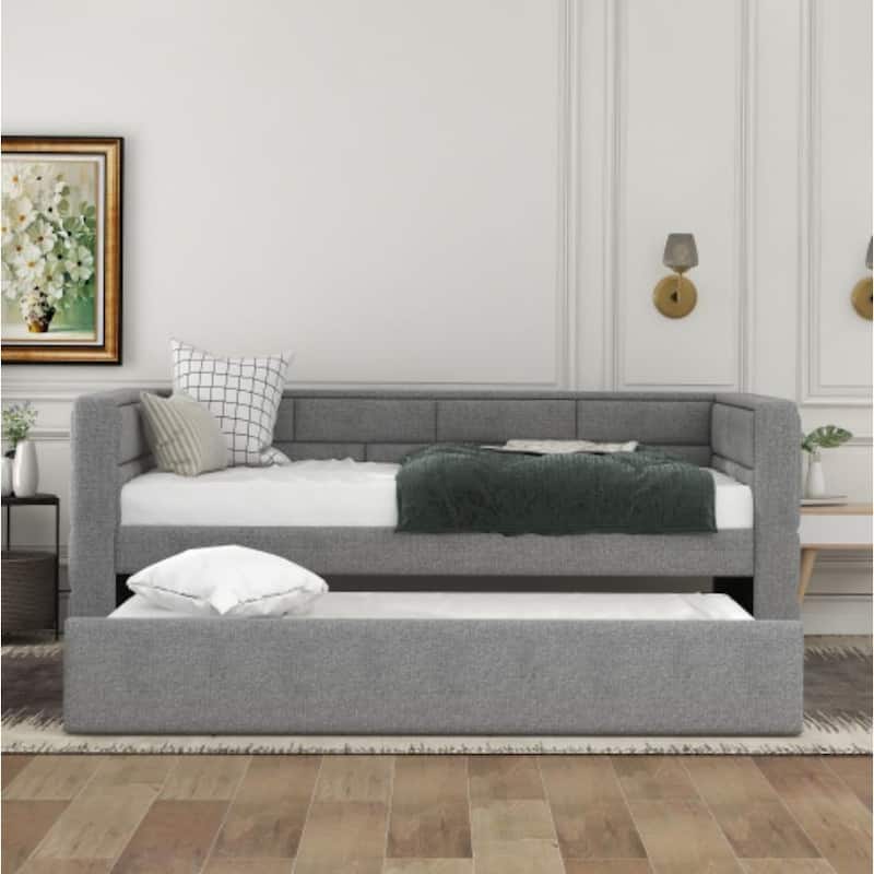 Twin Size Daybed with Trundle in Gray
