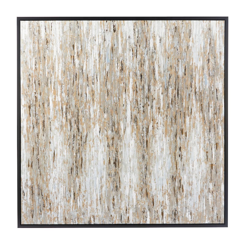Canvas Abstract Framed Wall Art with Black Frame - White - Roche River Decor