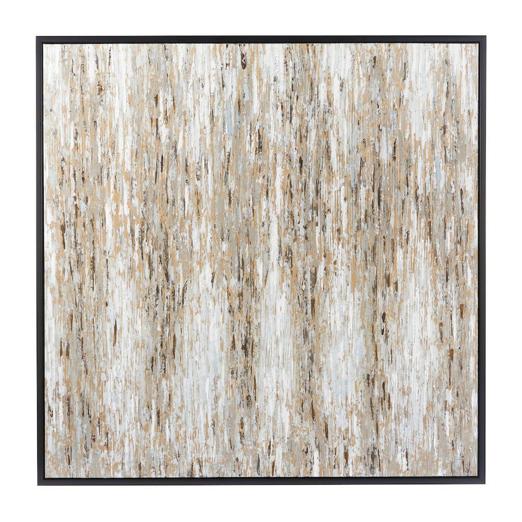 Canvas Abstract Framed Wall Art with Black Frame - White - Roche River Decor