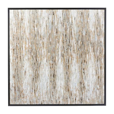 Canvas Abstract Framed Wall Art with Black Frame - White - Roche River Decor