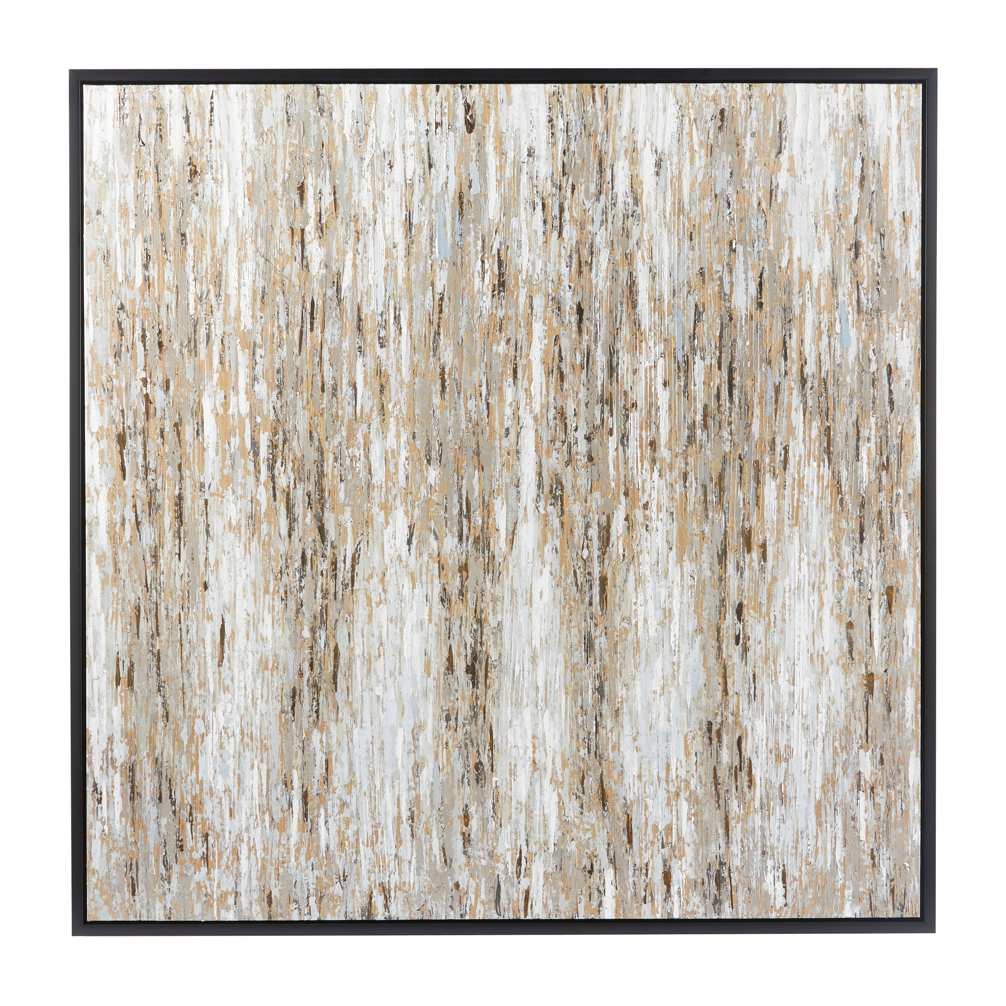 Canvas Abstract Framed Wall Art with Black Frame - White - Roche River Decor