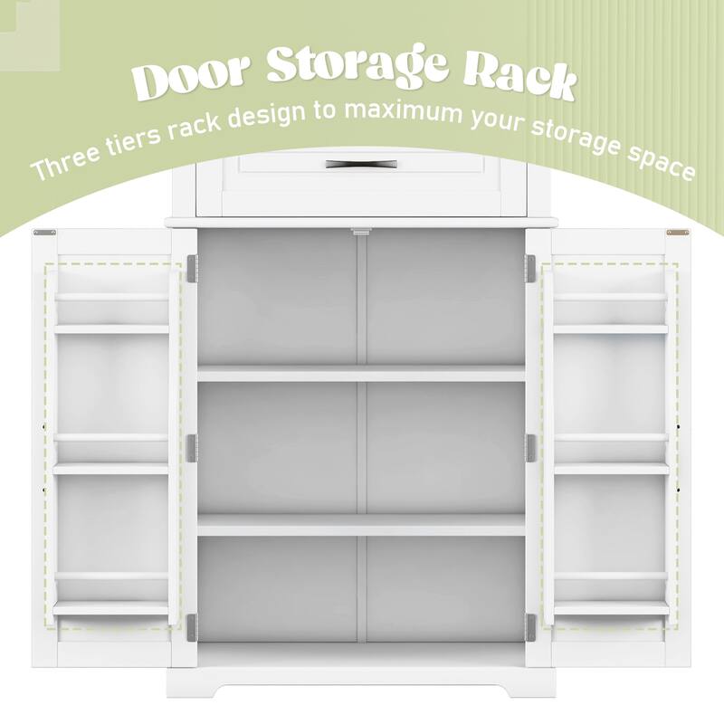 Freestanding Bathroom Cabinet with Adjustable Shelf, Storage Drawer and Doors, MDF Tall Organizer for Bathroom