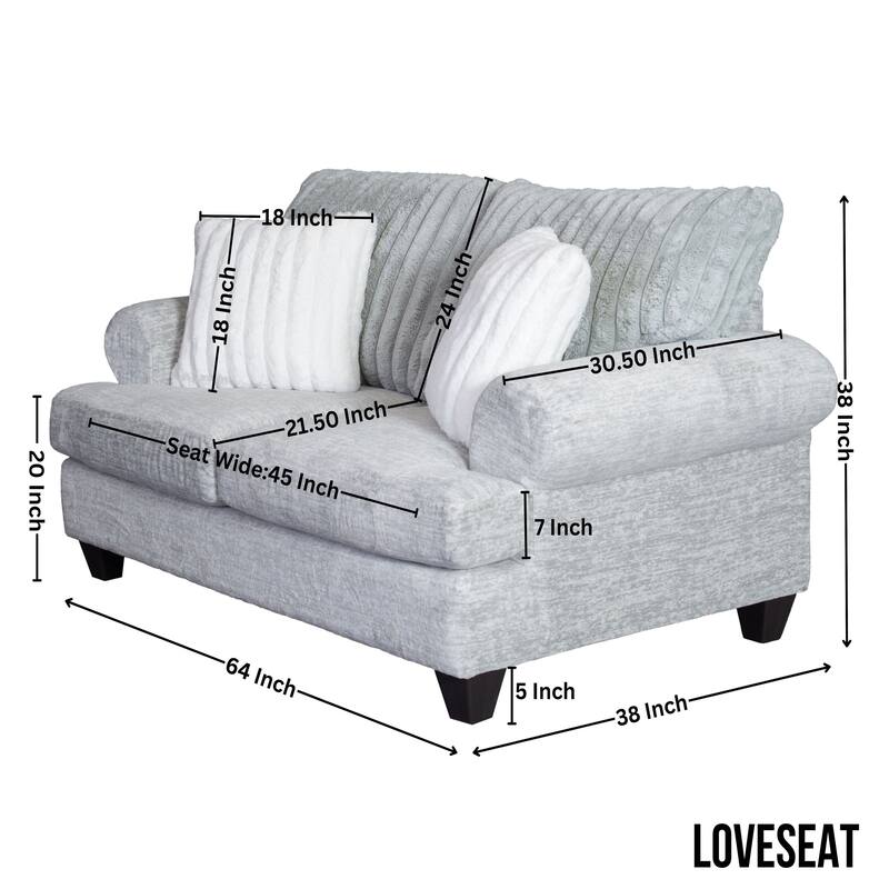 Roundhill Oasis 2-Piece Living Room Set, Sofa and Loveseat
