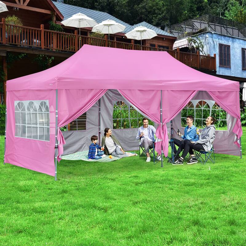 GDY 10x20 Ft Pop up Canopy Tent, Party Heavy Duty Instant Gazebo With 4 Removable Side Walls