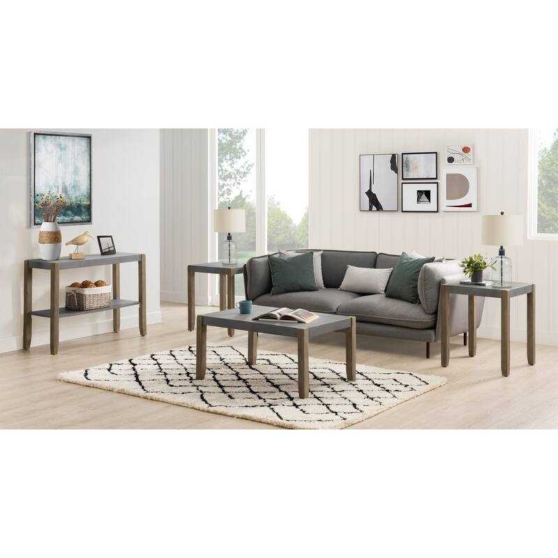 The Gray Barn Newport 4-Piece Faux Concrete and Wood Living Room Set - MDF/Faux Concrete