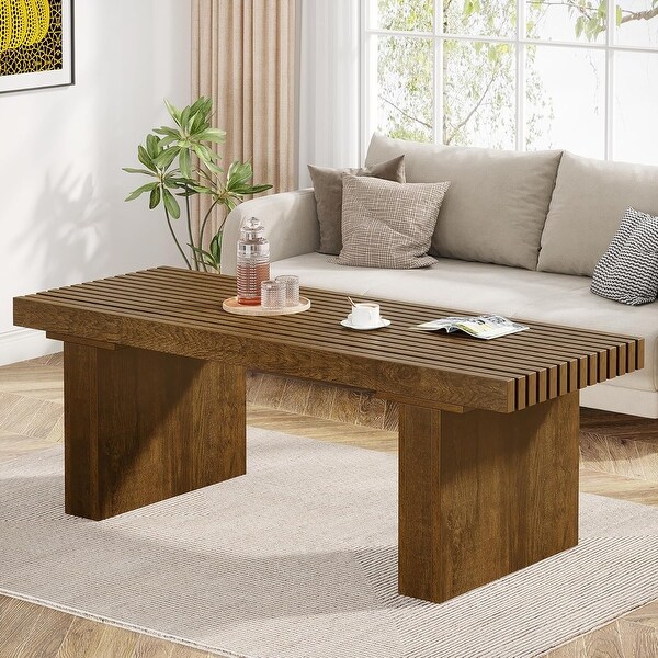 a.depeche / アデペシュ　solo slat coffee table 47.24-Inch Rectangle Coffee Table, Wood Modern Coffee Table for