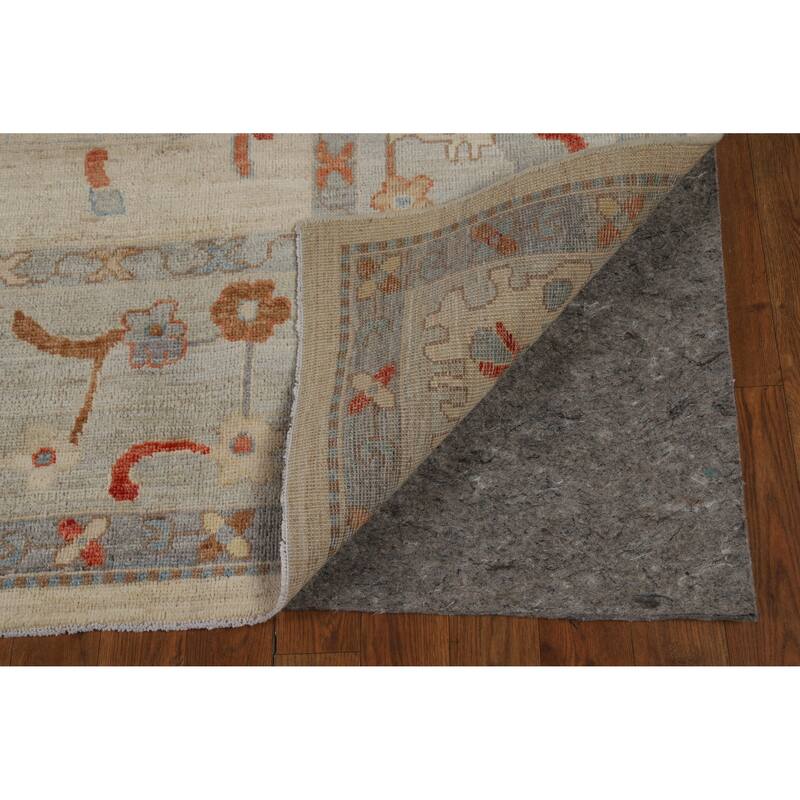 Hand Knotted Oriental 100% Wool Carpet Transitional All-Over Beige & Ivories Oushak Area Rug - 9' 11'' X 8' 2''