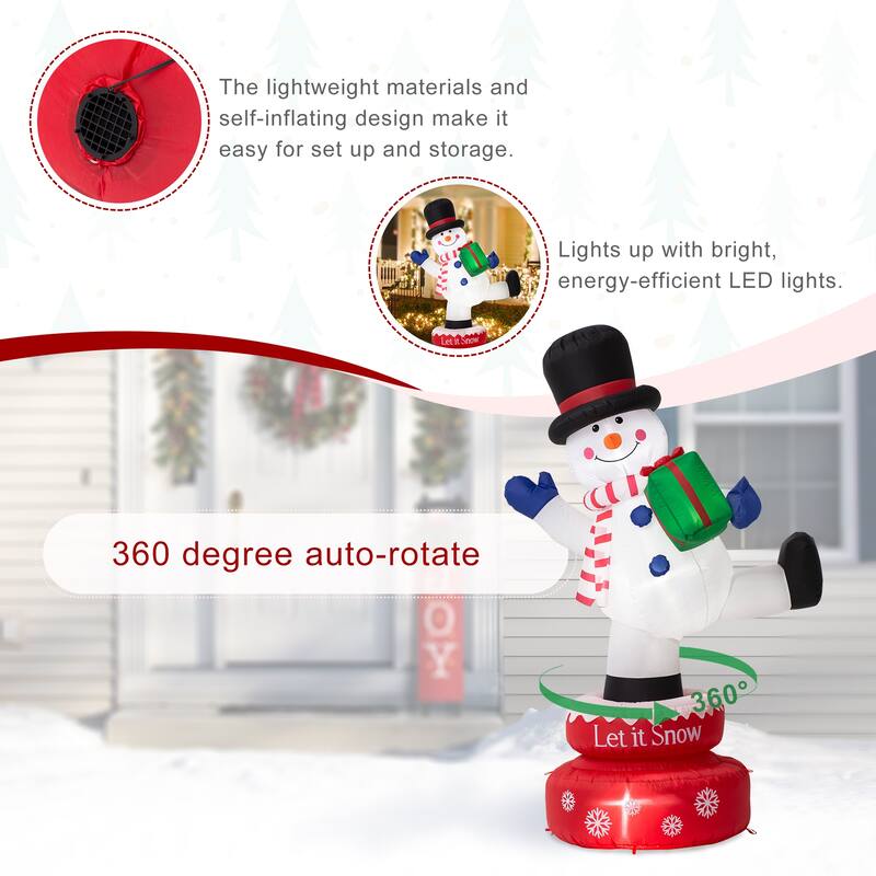 Glitzhome 6 FT Lighted Inflatable Rotating Snowman or Gingerbread Man Decor