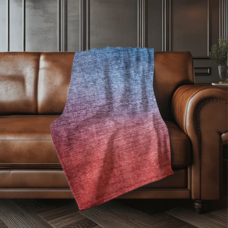 Premium Machine Washable Modern Ombre Sherpa Throw Blanket - Navy - 4'2" x 5'10"