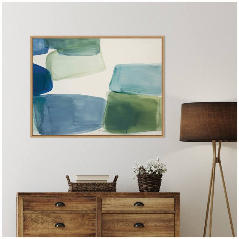 Kate and Laurel Coastal Calm I by Amy Lighthall Framed Canvas Wall Art Print