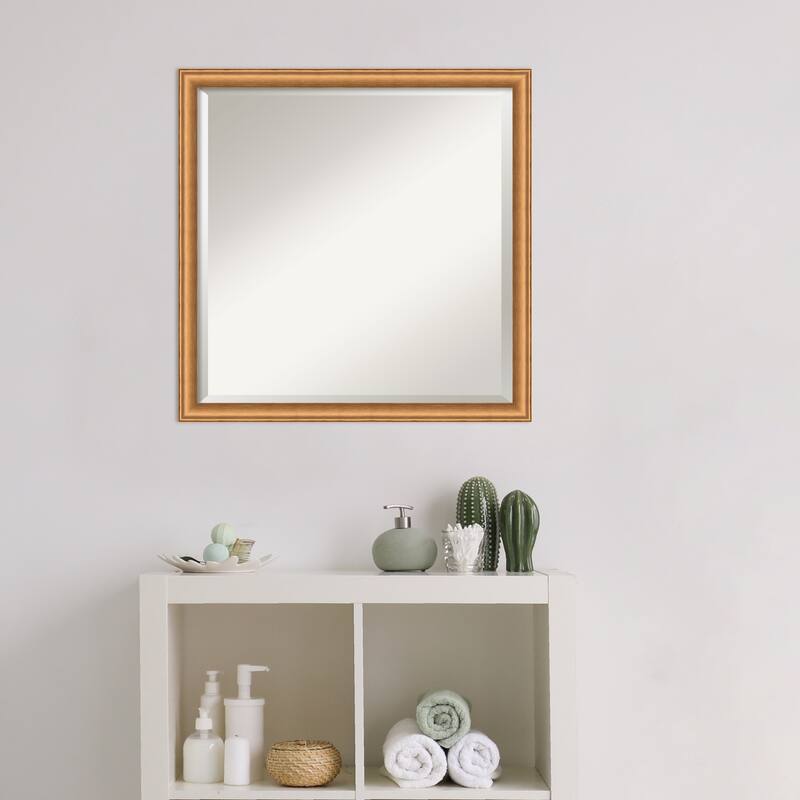 Salon Scoop Beveled Wood Framed Bathroom Vanity Wall Mirror