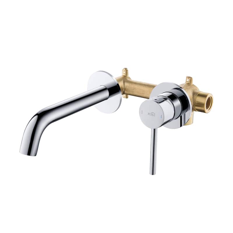 Circular Single Handle Wall Mounted Bathroom Sink Faucet - Chrome