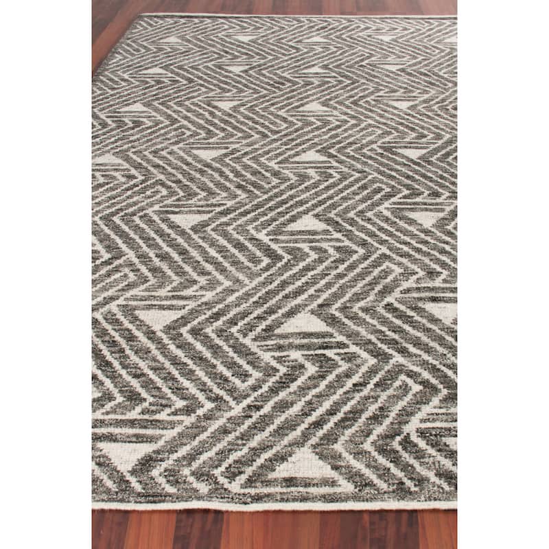 EXQUISITE RUGS Eaton Hand-knotted Wool/Bamboo Silk Silver/Grey/Ivory Area Rug.