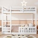 preview thumbnail 1 of 11, Full over Full Modern Wood Bunk Bed with Ladder and Guardrails for Living Room White