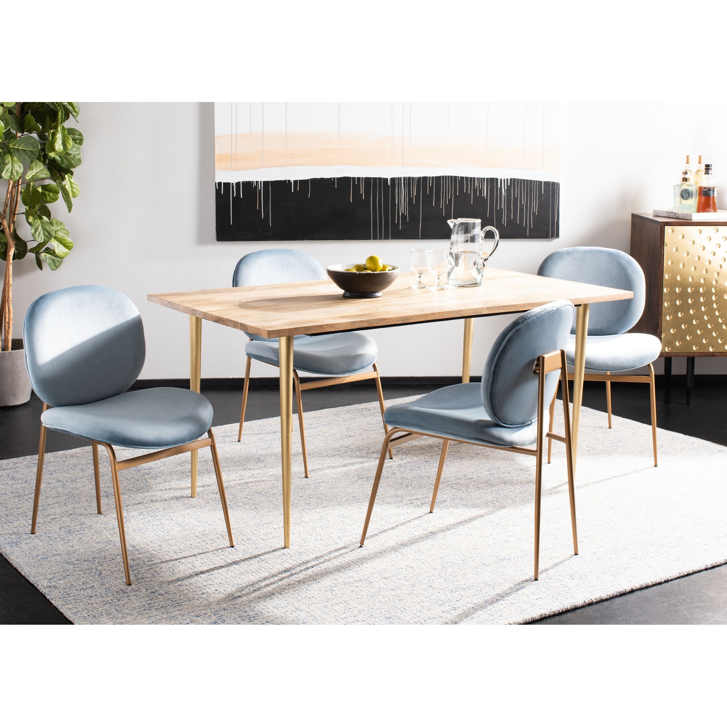 Shop Safavieh Jordana 18 Round Side Chair Slate Blue Gold Set