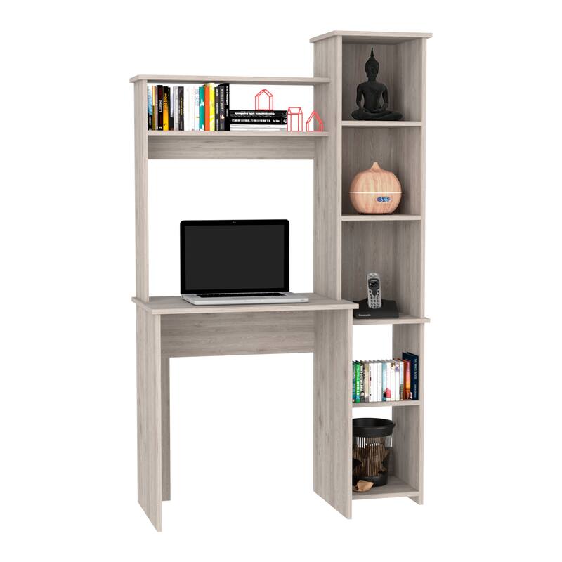 Compact Computer Desk with Hutch, Bookcase, and Spacious Workspace for Home Offices