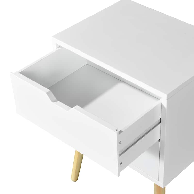 Side Table With 2 Drawer And Rubber Wood Legs Furniture