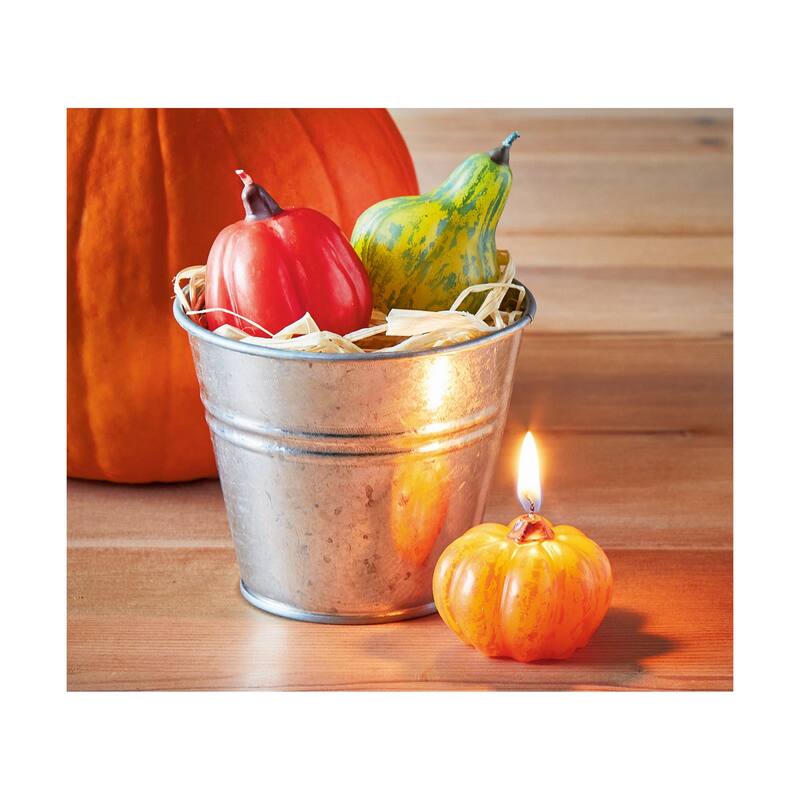 Pumpkin Patch Mini Candle & Pail - Sculpted Fall Candles, Multicolor Paraffin Wax, 1 Hour Burn Time, Perfect for Harvest Decor
