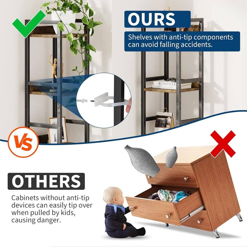 6 Tier Tall Bookshelf with Drawers, Freestanding Display Storage Shelves