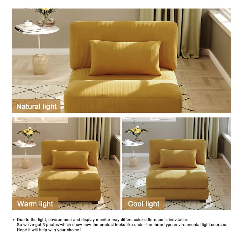 Modern Corduroy Modular Couch Sectional Sofa With Pillows