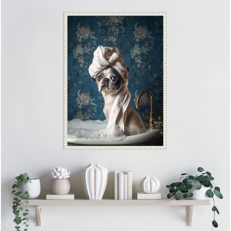 Bubble Bath Bliss by Mowzu Framed Canvas Wall Art