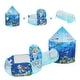 preview thumbnail 2 of 26, Kids Play Tent with Tunnel, Basketball Hoop for Boys, Girls, Babies and Toddlers, Indoor/Outdoor Pop Up Playhouse 3 segments - Blue Ocean