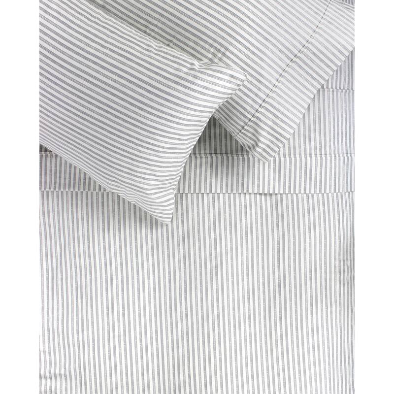 Melange Pick Gray Printed Cotton Collection 400 Thread Count Sheet Set - Full - Stripe Bamboo Grey