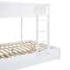 preview thumbnail 16 of 15, Full-Over-Full White Bunk Bed with Trundle, Desk & 3 Storage Drawers, Wooden Low Bunkbeds with USB Ports, for Kids Teens Bedroom