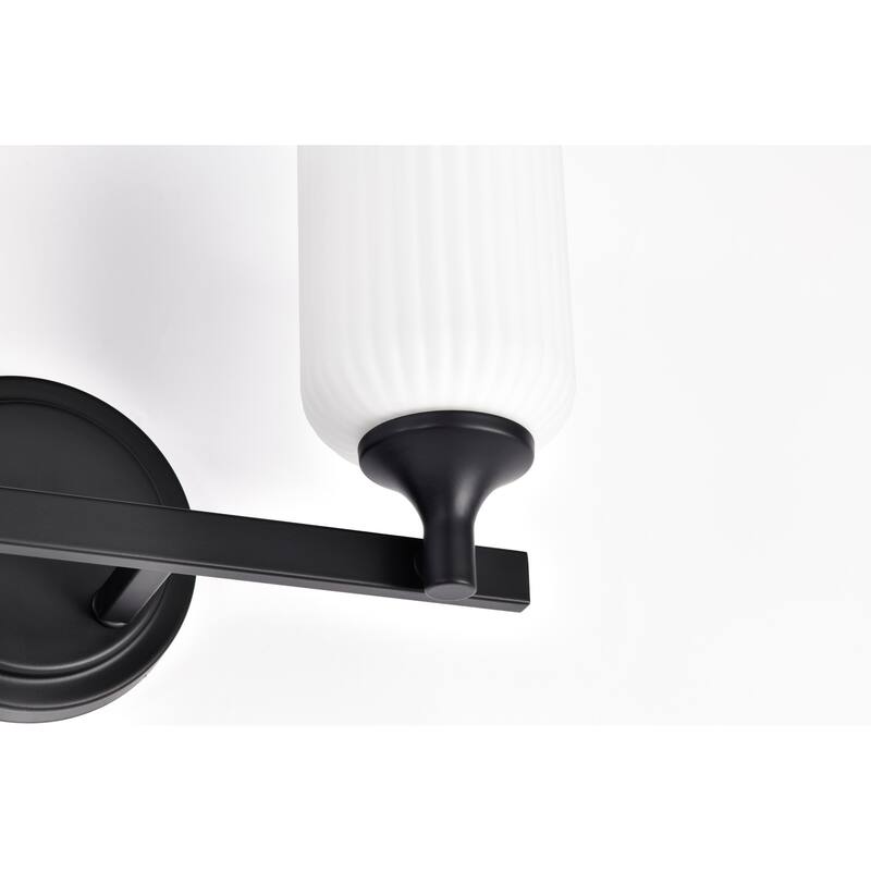 Solara 2 Light Vanity Matte Black Finish Frosted Ribbed Glass - Matte Black