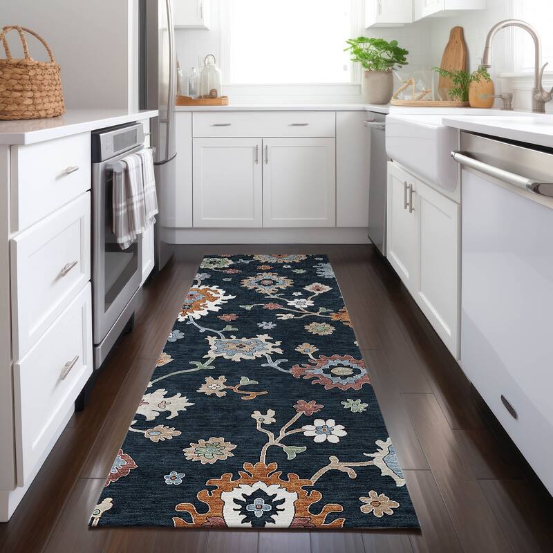 Machine Washable Indoor/ Outdoor Chantille Traditonal Kashan Rug