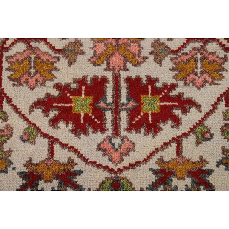 Floral Ivory Oushak Indian Foyer Rug Handmade Wool Carpet - 2'10"x 4'10"