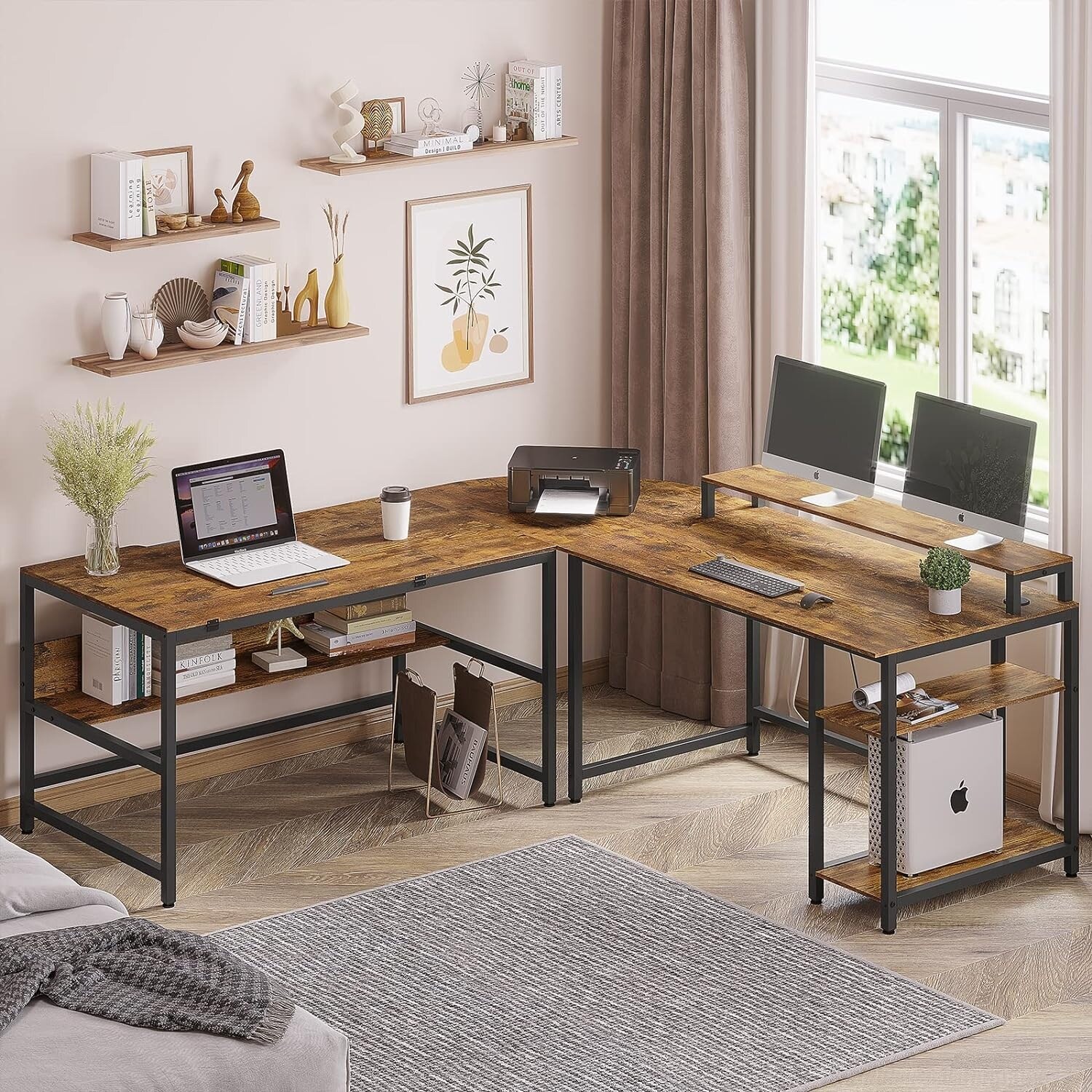 L Shaped Corner Computer Desk Drafting Drawing Table