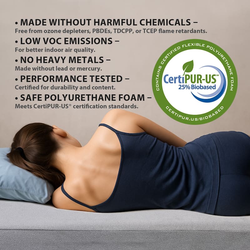Memory Foam Infused Futon Mattress Full XL - Washable Removable Cover, Thick Foldable Sofa Bed Cushion (Frame NOT Included)