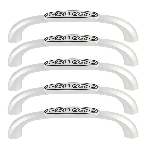 Cabinet Handle Pull Zinc Alloy 5" Hole Center for Furniture Door Cabinets Cupboard Wardrobe 5pcs Silver Black