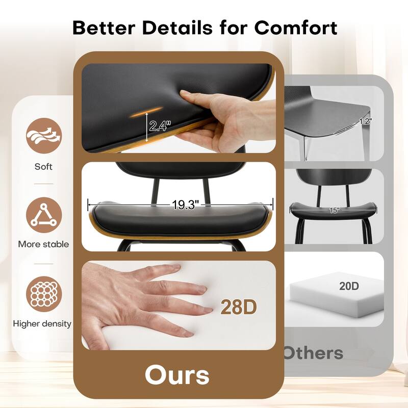 Faux Leather Upholstered Dining Chairs Set of 2/4 - 33.5"H x 19.3"W x 23"D