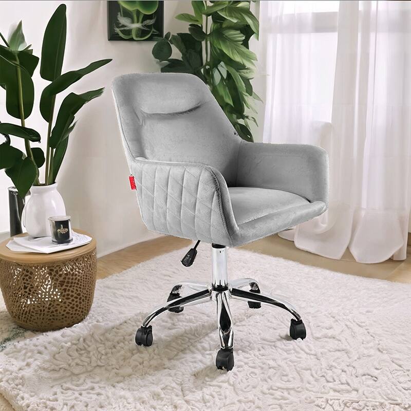 VANITII Accent Chair Swivel Vanity Chair Office Desk Chair With Wheels Modern Height Adjustable Pink/Grey/White
