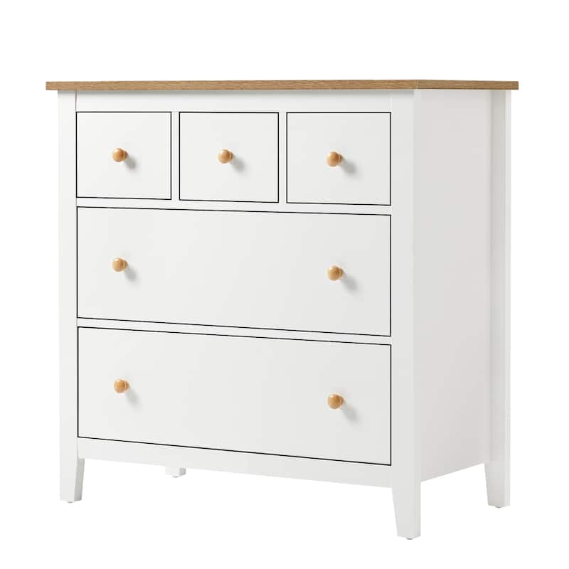 5 Drawer Dressser with Solid Wood Knobs